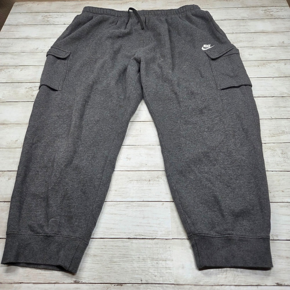 Nike Club Fleece CD3129-071 Cargo Sweatpants Men 4XL Charcoal Gray Joggers